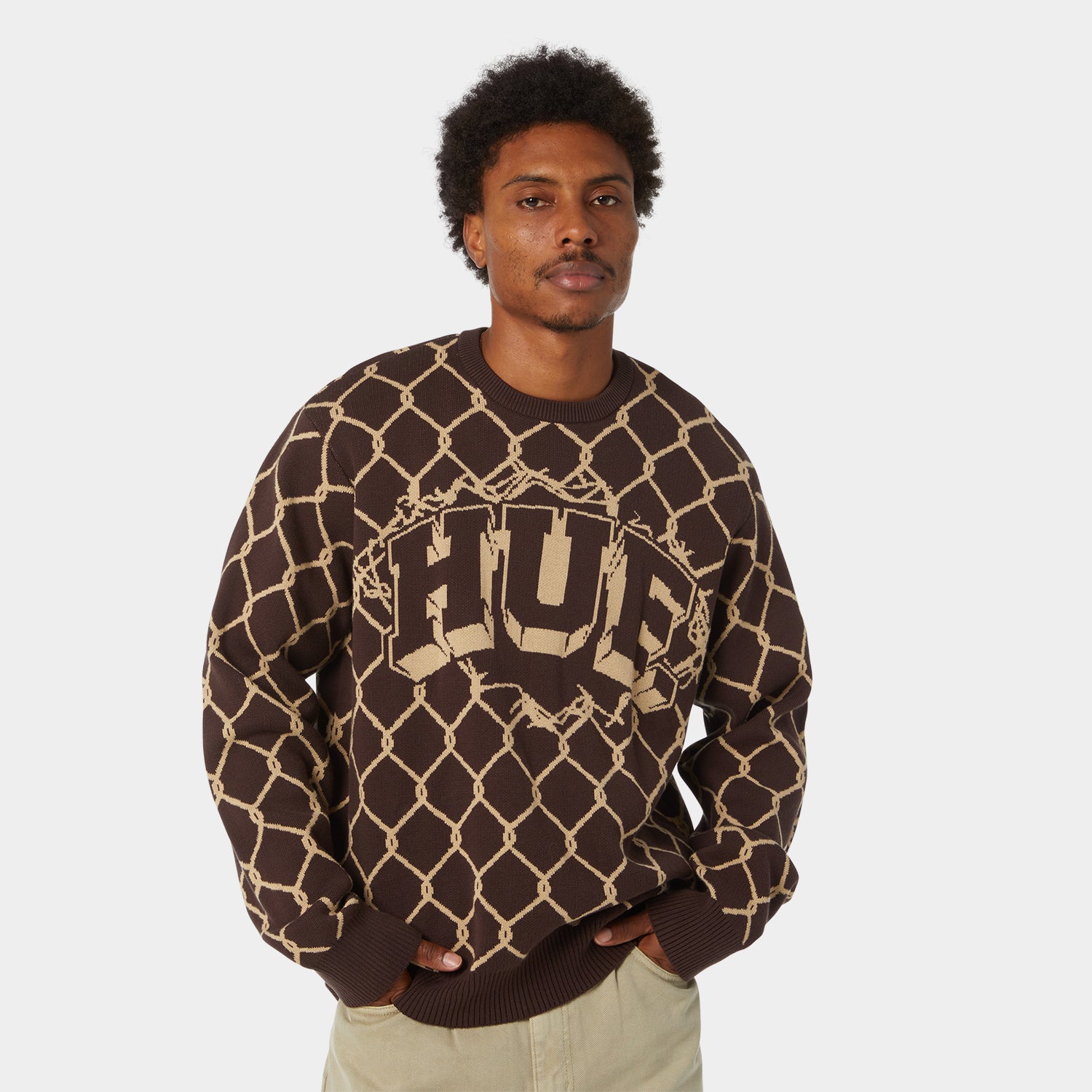 HUF (ハフ) Worldwide JP /KNITS & SWEATERS（ニット&セーター）/ BREAKTHROUGH CREWNECK SWEATER商品 / BISON