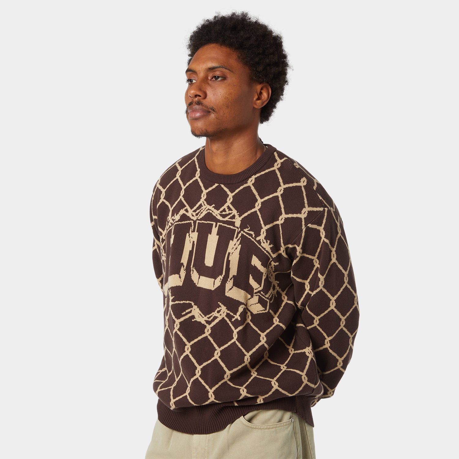 HUF (ハフ) Worldwide JP /KNITS & SWEATERS（ニット&セーター）/ BREAKTHROUGH CREWNECK SWEATER商品 / BISON