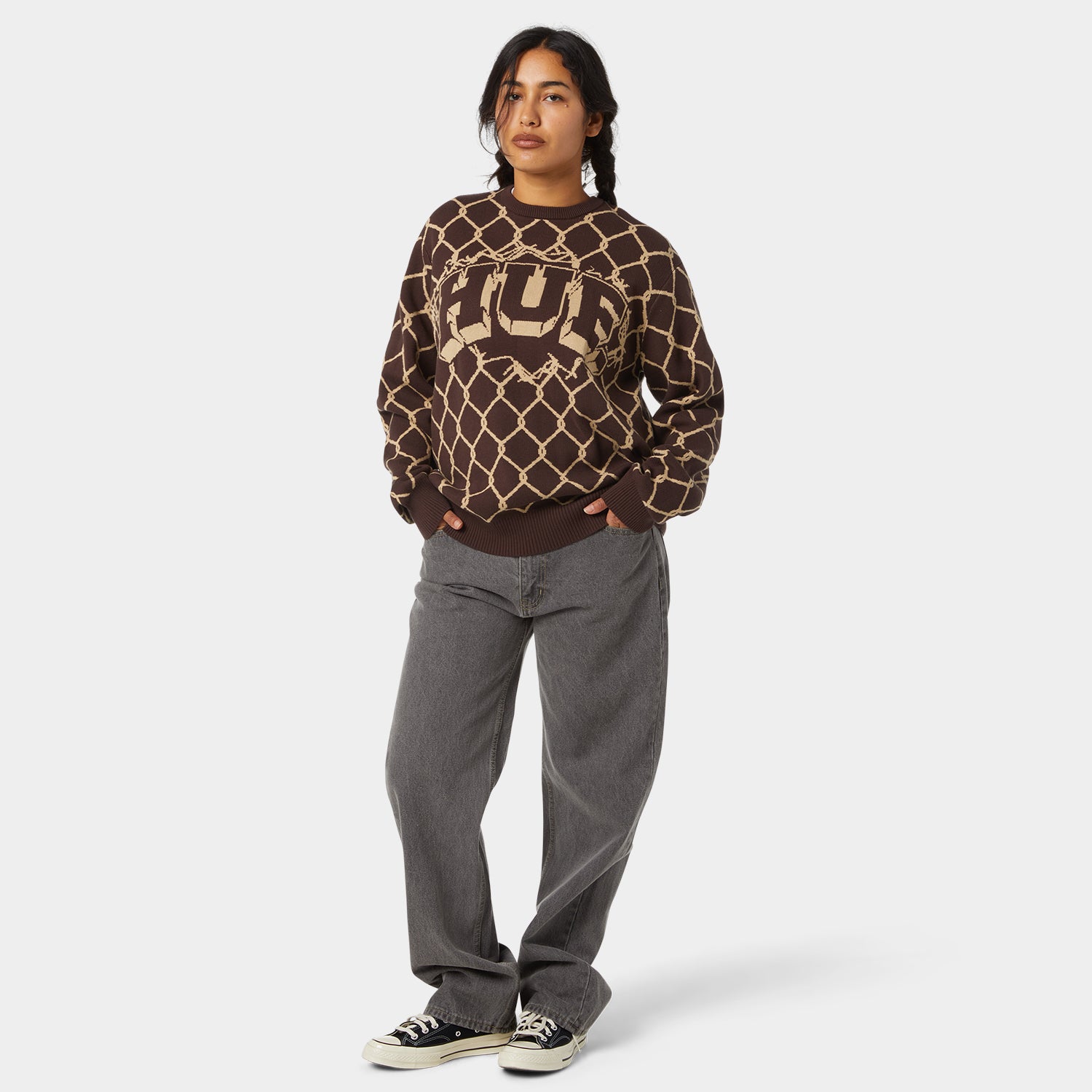 HUF (ハフ) Worldwide JP /KNITS & SWEATERS（ニット&セーター）/ BREAKTHROUGH CREWNECK SWEATER商品 / BISON