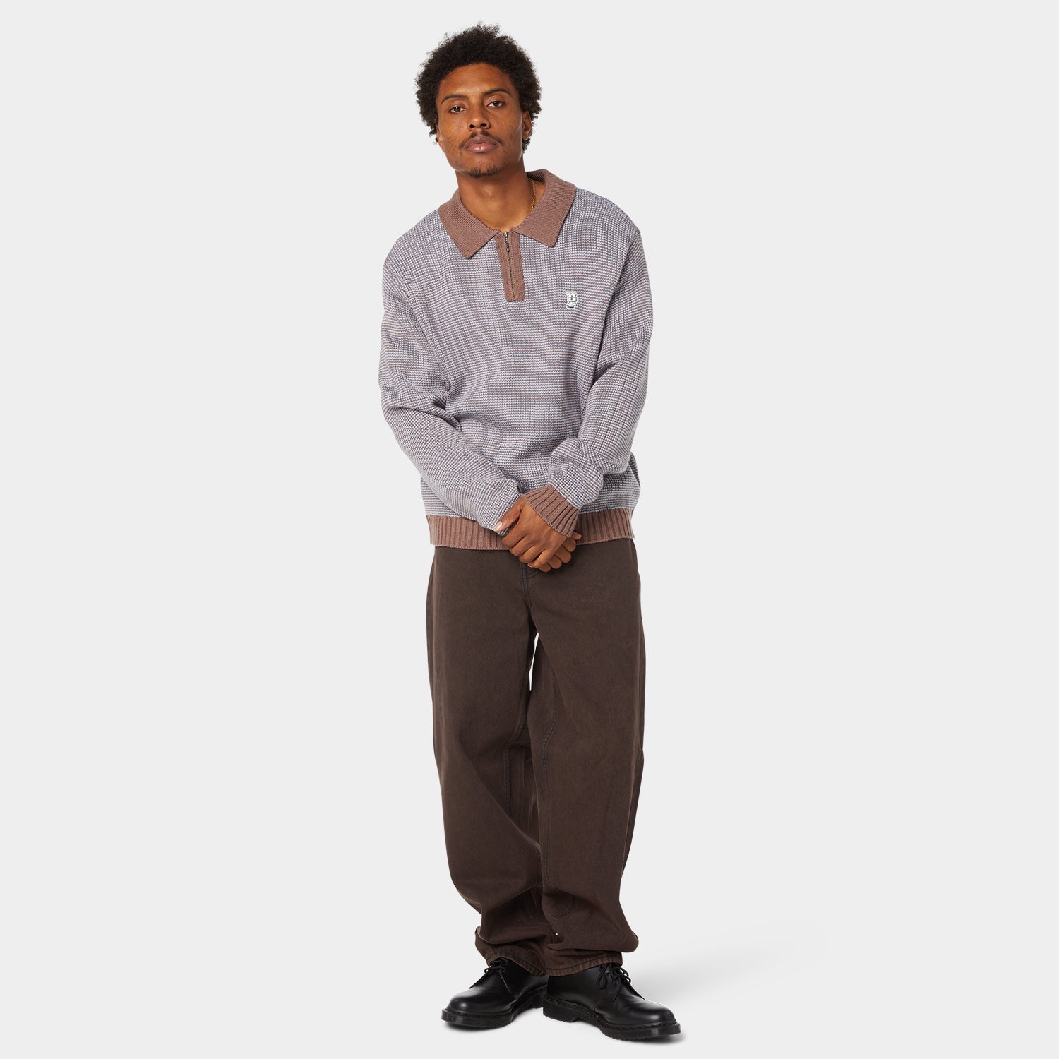 HUF (ハフ) Worldwide JP /KNITS & SWEATERS（ニット&セーター）/ MEGABLAST TWO TONE WAFFLE SWEATER商品 / WASHED BLUE/MOSS