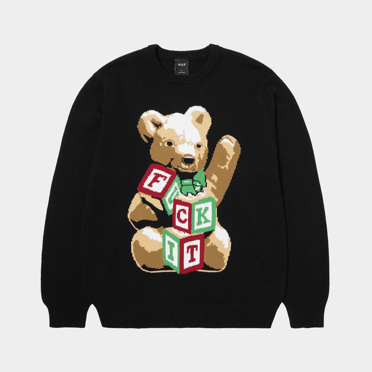 HUF (ハフ) Worldwide JP /KNITS & SWEATERS（ニット&セーター）/ GIFT BEAR INTARSIA SWEATER商品 / BLACK