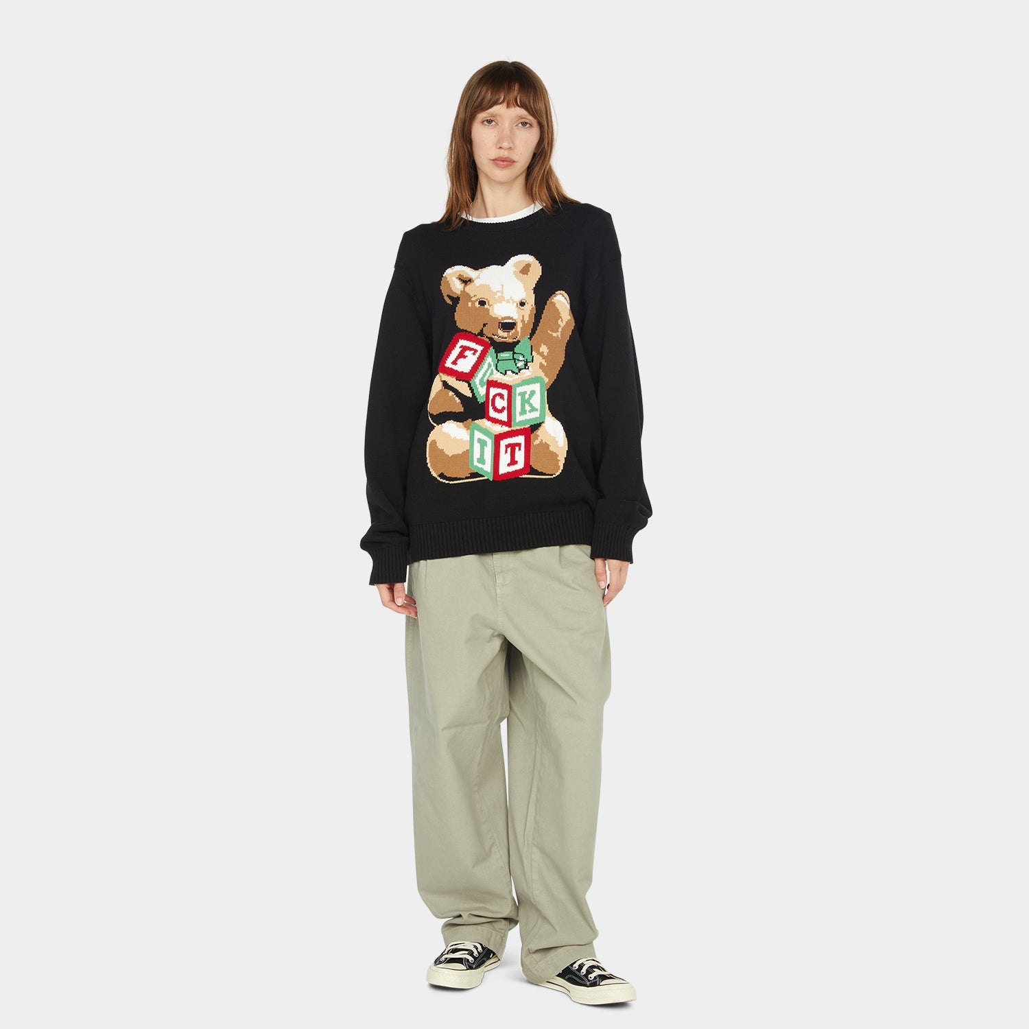 HUF (ハフ) Worldwide JP /KNITS & SWEATERS（ニット&セーター）/ GIFT BEAR INTARSIA SWEATER商品 / BLACK
