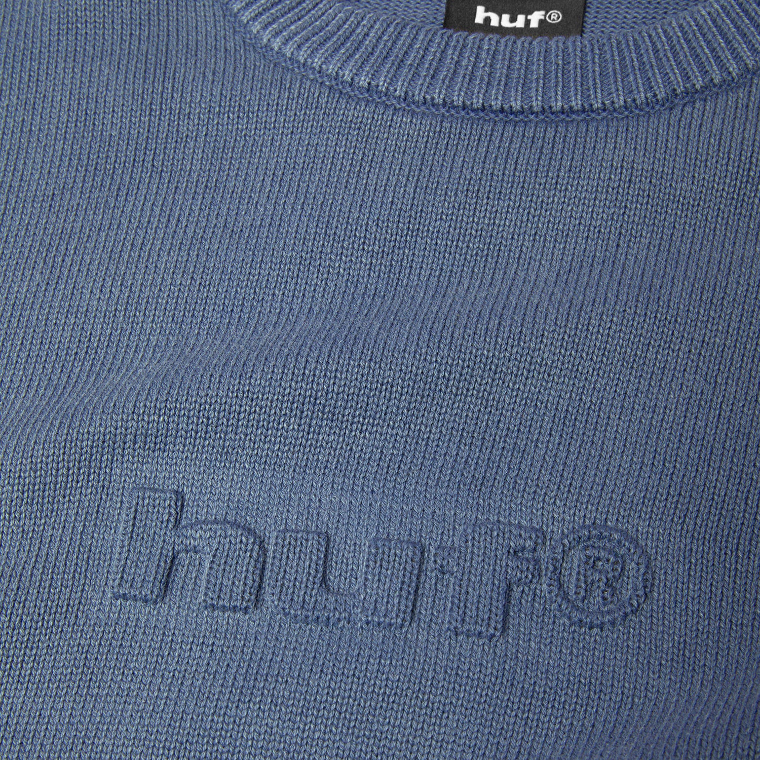 HUF (ハフ) Worldwide JP /KNITS & SWEATERS（ニット&セーター）/ PACIFIC WASH EMBOSSED CREWNECK商品 / BLUE