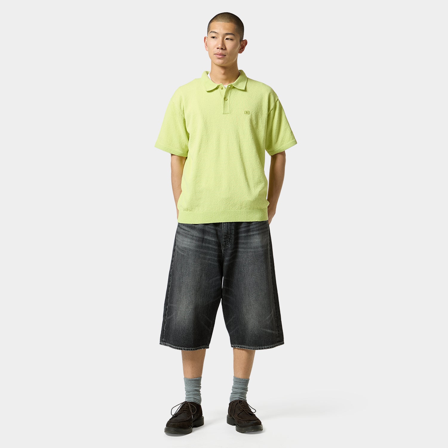 HUF (ハフ) Worldwide JP /TOPS & SHIRTS（トップス&シャツ）/ SERIF H KNIT POLO TOP商品 / LIME