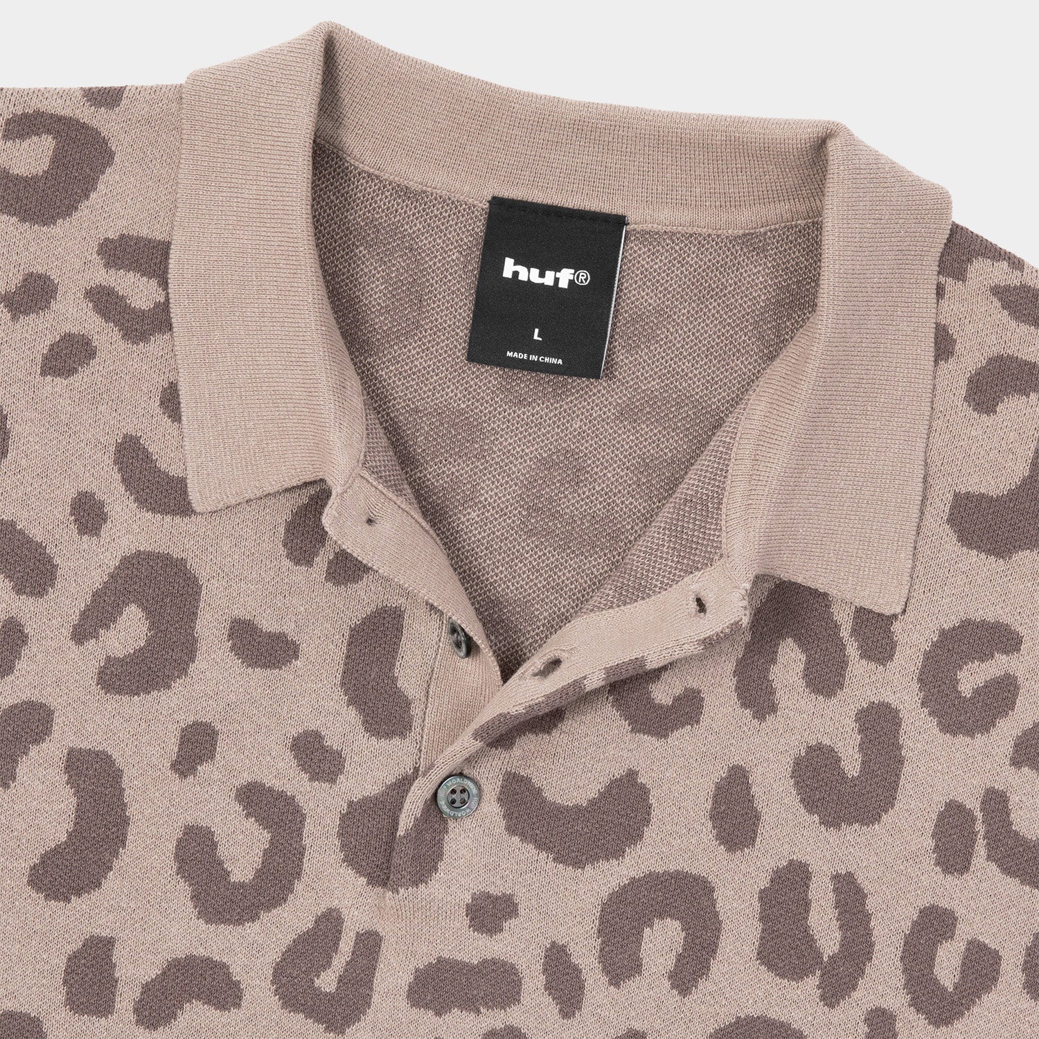 HUF (ハフ) Worldwide JP /TOPS & SHIRTS（トップス&シャツ）/ huf CO-OP CHUNKY CHEETAH KNIT POLO商品 / BEIGE