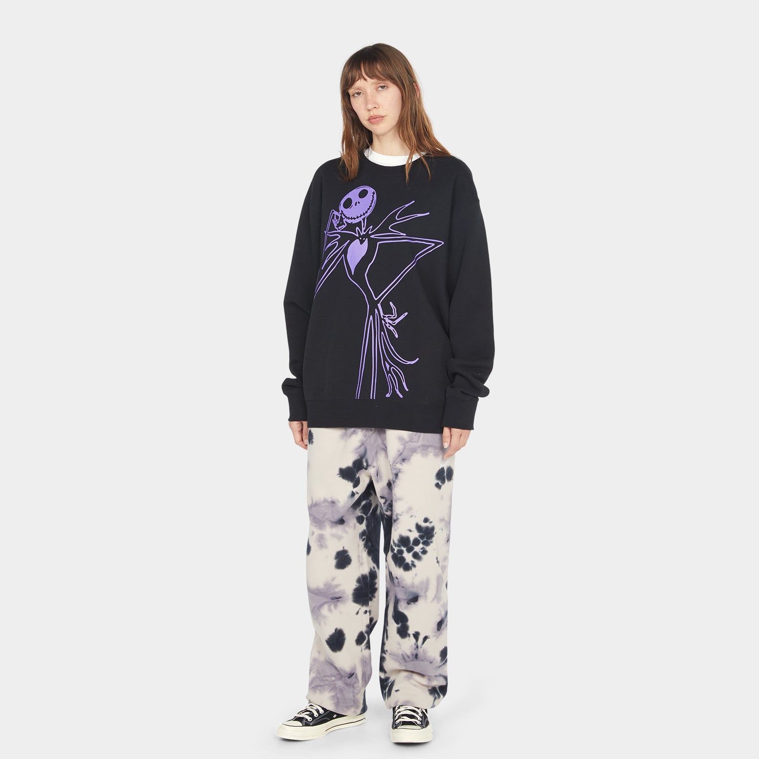 HUF (ハフ) Worldwide JP /SWEATSHIRTS（スウェットシャツ）/ HUF X THE NIGHTMARE BEFORE CHRISTMAS JACK SKELLINGTON CREW商品 / BLACK