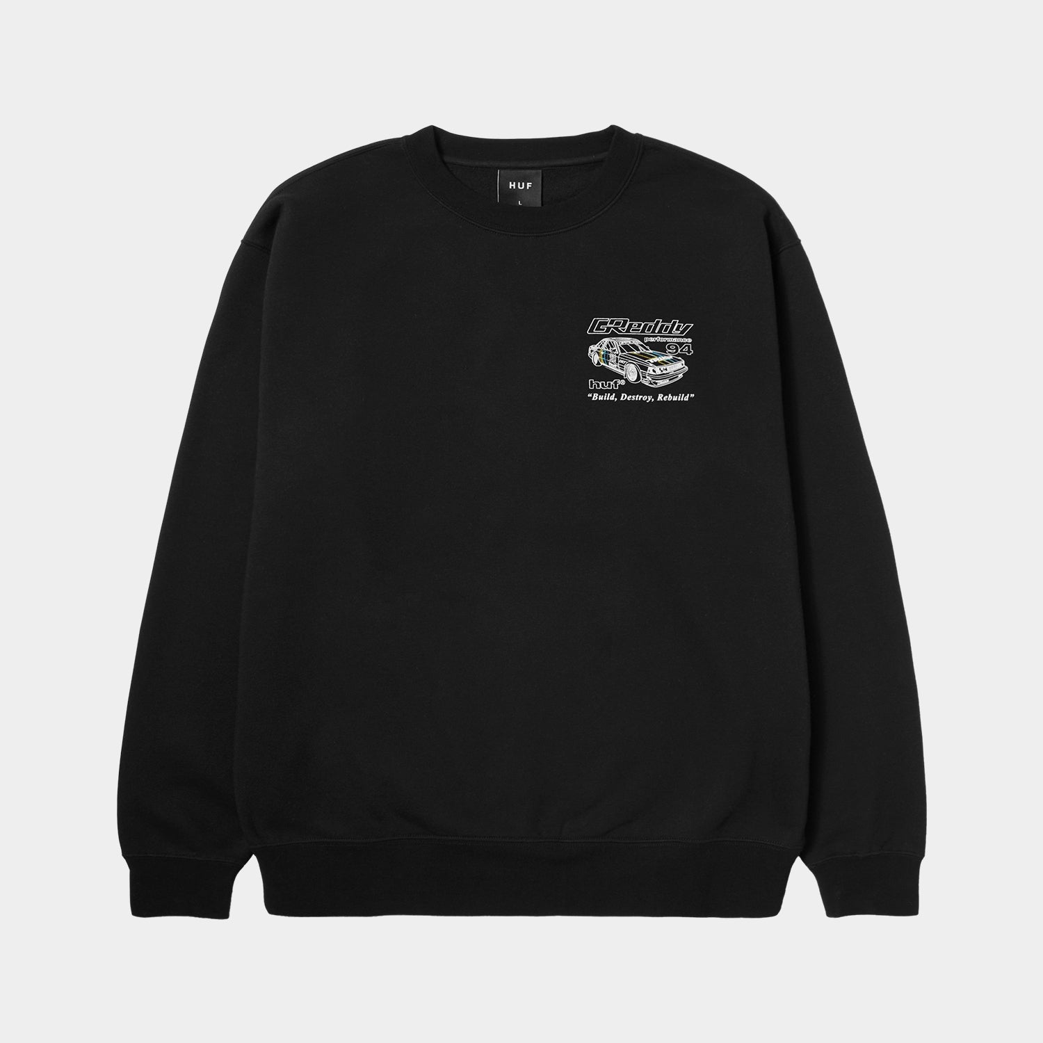 HUF (ハフ) Worldwide JP /SWEATSHIRTS（スウェットシャツ）/ HUF X GREDDY RETRO MOD CREW商品 / BLACK