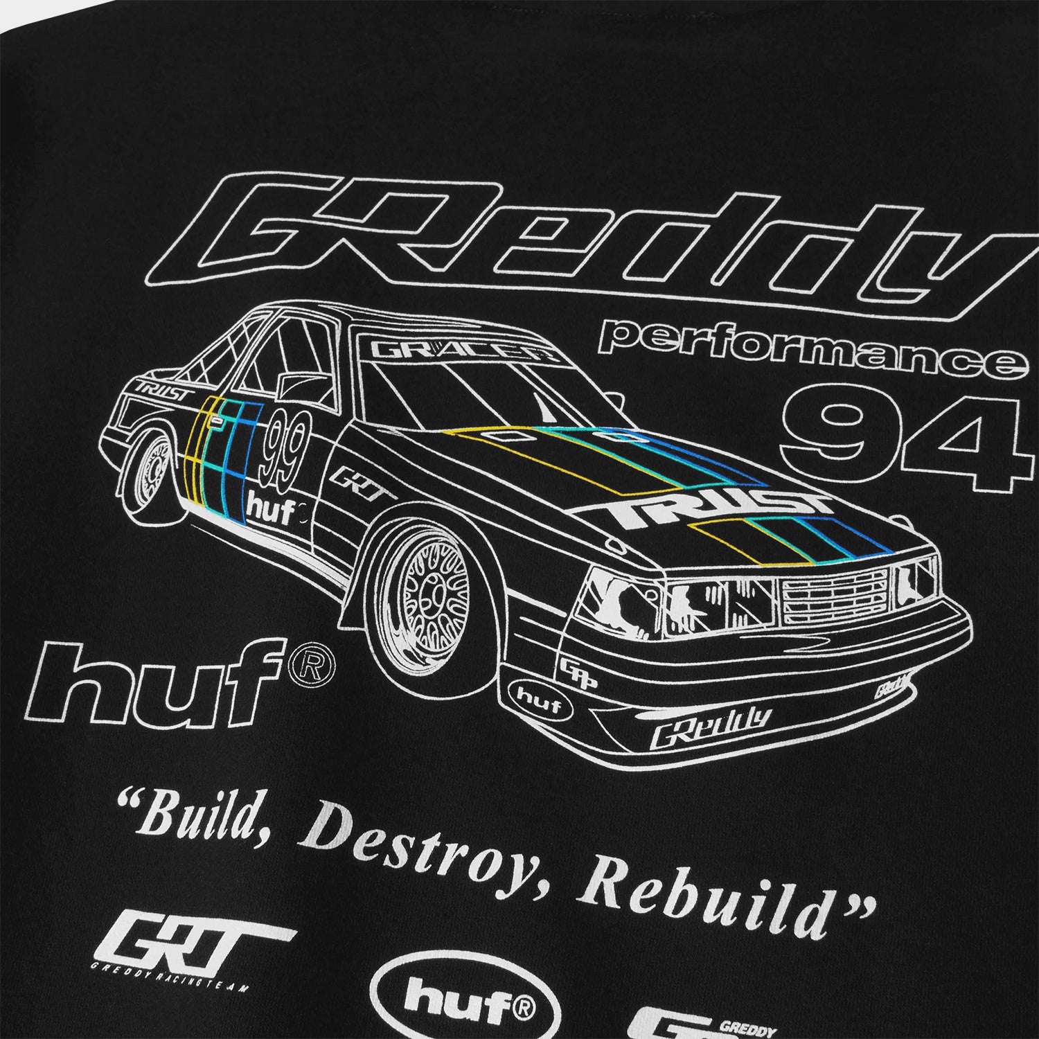 HUF (ハフ) Worldwide JP /SWEATSHIRTS（スウェットシャツ）/ HUF X GREDDY RETRO MOD CREW商品 / BLACK