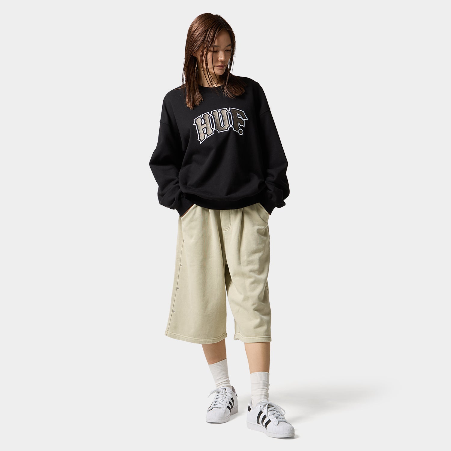 HUF (ハフ) Worldwide JP /SWEATSHIRTS（スウェットシャツ）/ CLASSIC ARCH CREW商品 / ASH GREY