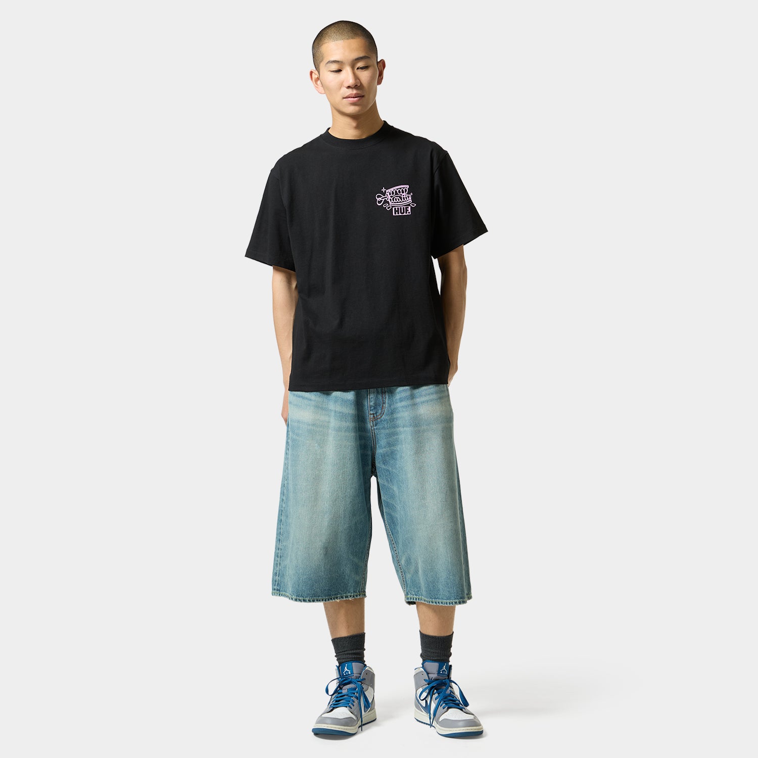 HUF (ハフ) Worldwide JP /SHORTS（ショーツ）/ EXPRESSION WASHED DENIM BAGGY SHORT商品 / WASHED BLACK
