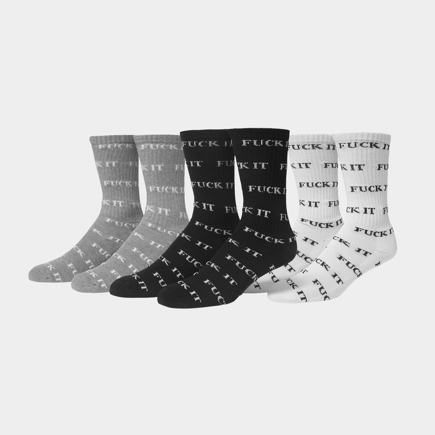 HUF (ハフ) Worldwide JP /SOCKS（ソックス）/ FUCK IT 3 PACK SOCKS商品 / WHITE/BLACK/HEATHER