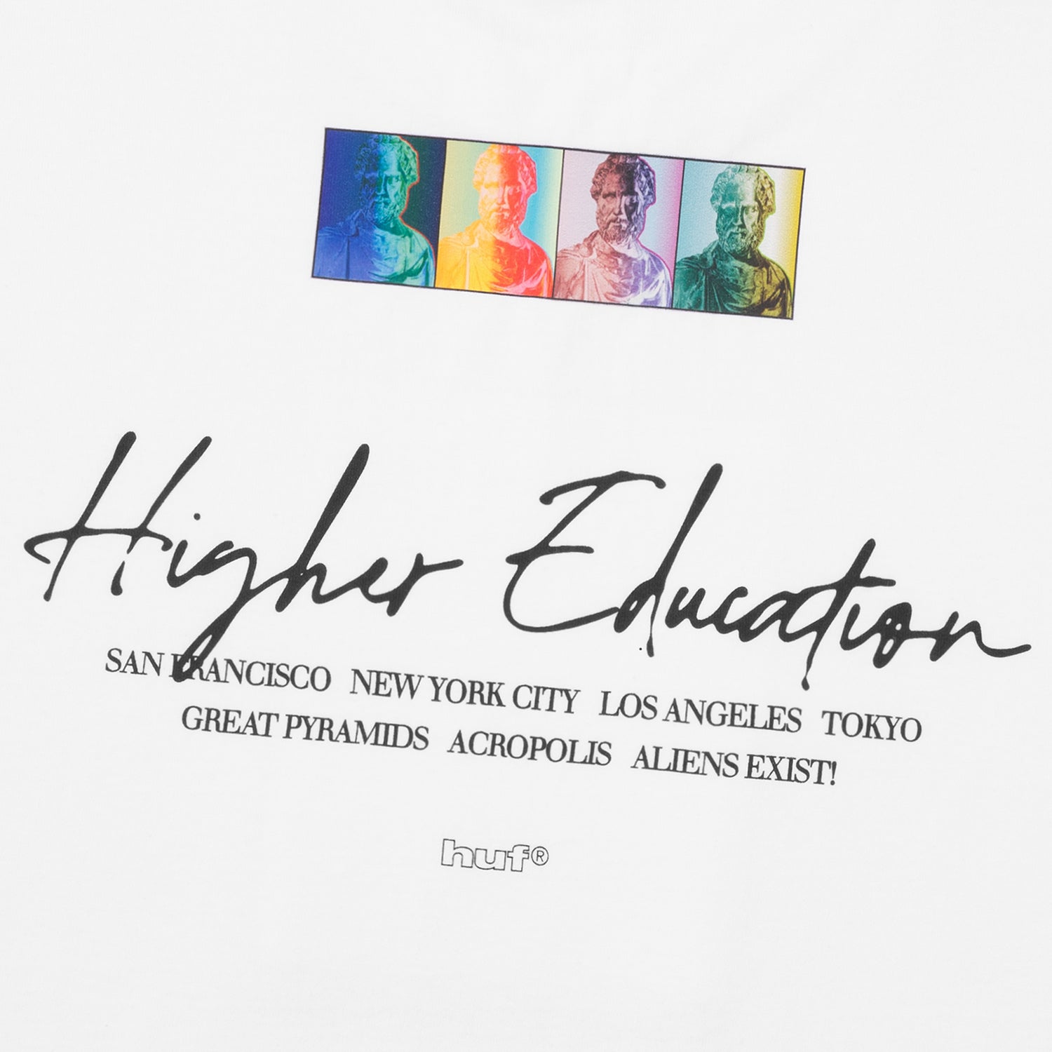 HUF (ハフ) Worldwide JP /T-SHIRTS（Tシャツ）/ HIGHER EDUCATION TEE商品 / WHITE