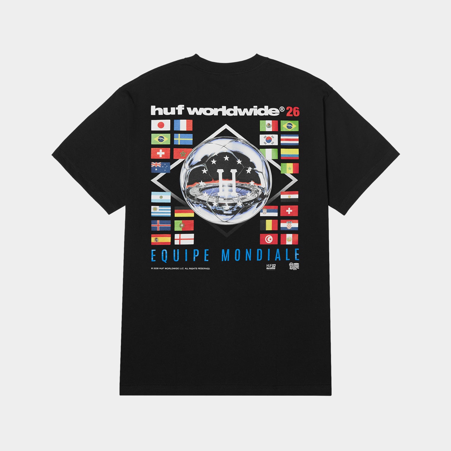 HUF (ハフ) Worldwide JP /T-SHIRTS（Tシャツ）/ EQUIPE MONDIALE TEE商品 / BLACK