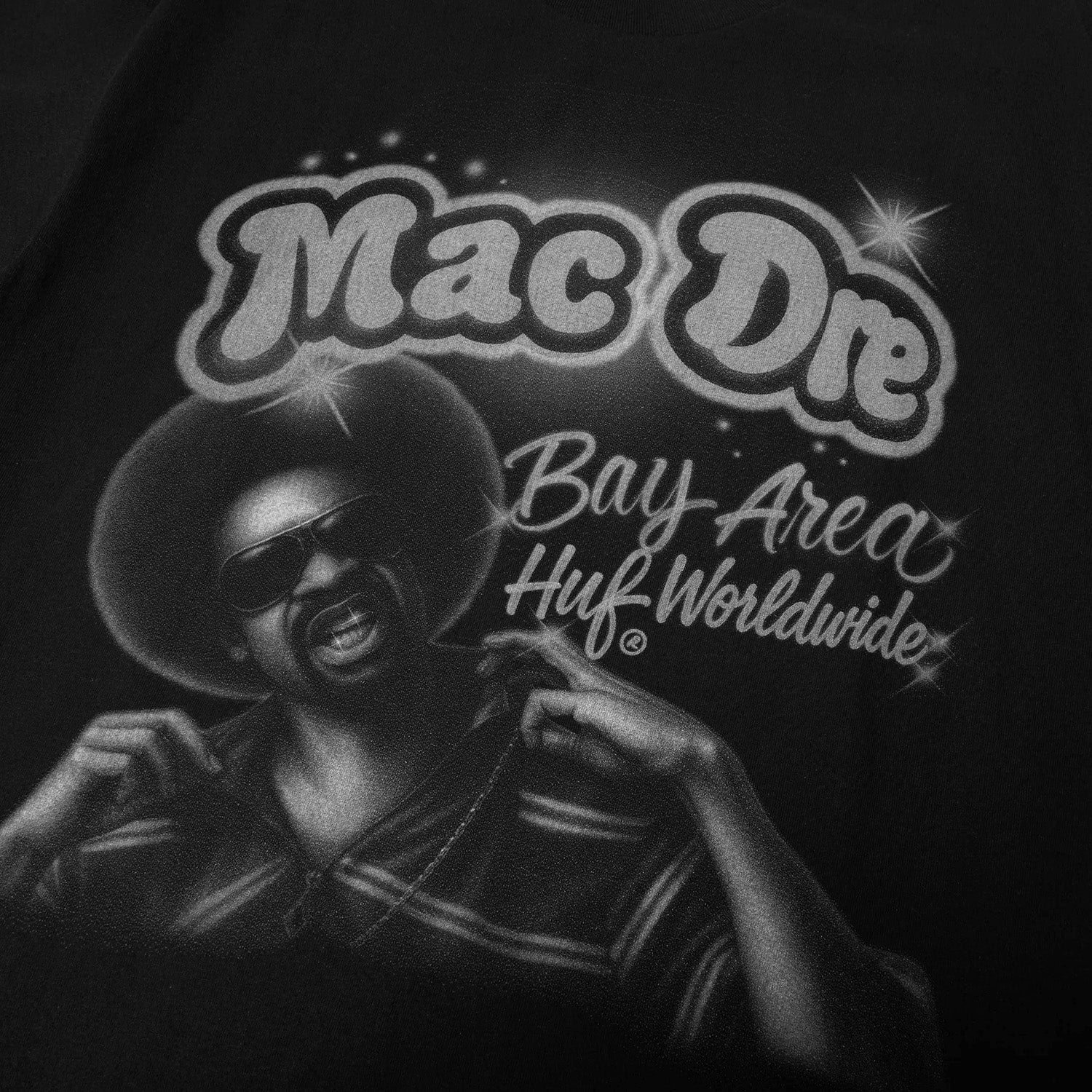 HUF (ハフ) Worldwide JP /T-SHIRTS（Tシャツ）/ HUF X MAC DRE AIRBRUSH TEE商品 / BLACK