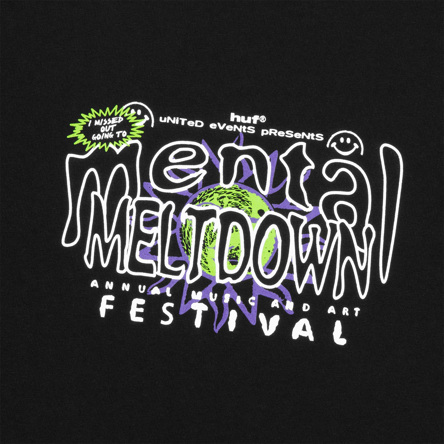 HUF (ハフ) Worldwide JP /T-SHIRTS（Tシャツ）/ MENTAL MELTDOWN TEE商品 / BLACK