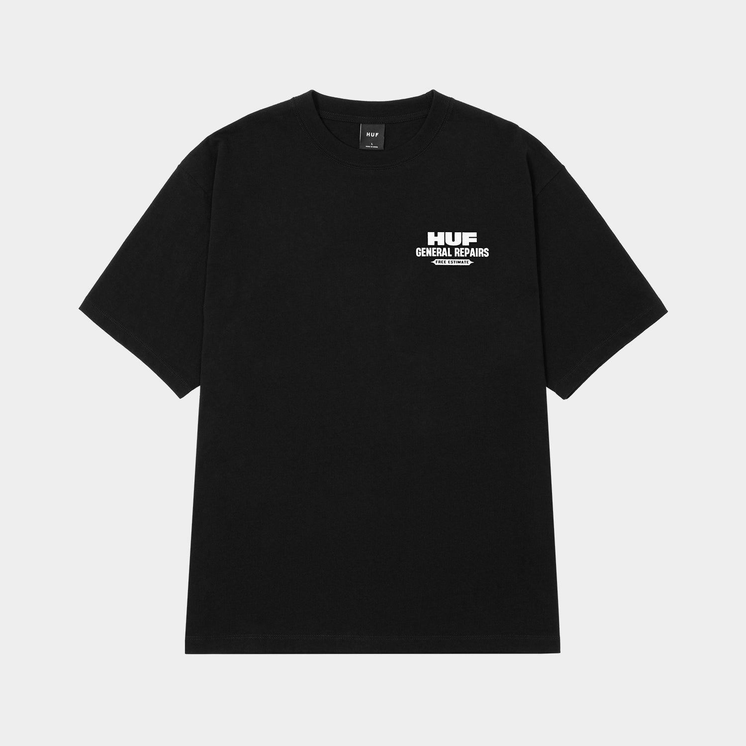 HUF (ハフ) Worldwide JP /T-SHIRTS（Tシャツ）/ GENERAL REPAIRS TEE商品 / BLACK