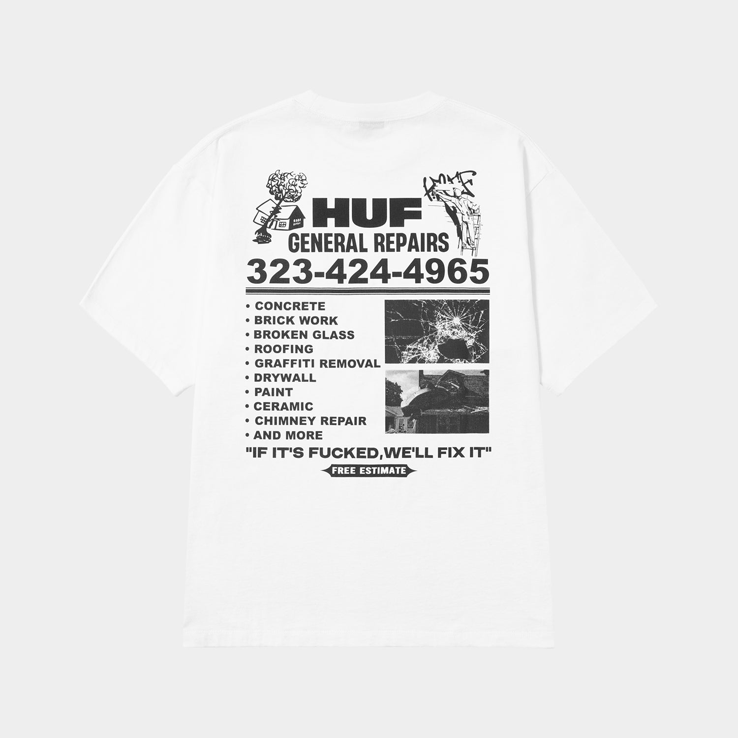 HUF (ハフ) Worldwide JP /T-SHIRTS（Tシャツ）/ GENERAL REPAIRS TEE商品 / BLACK