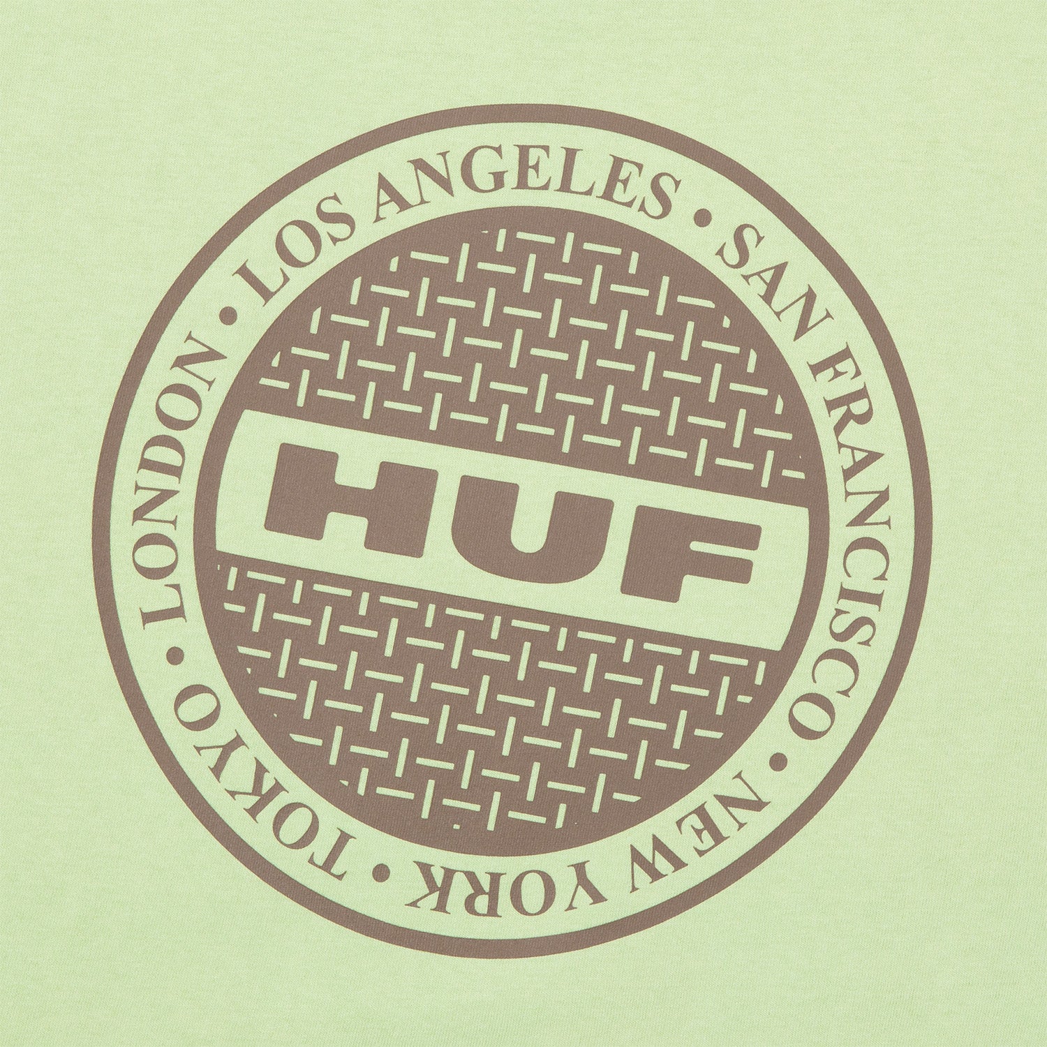 HUF (ハフ) Worldwide JP /T-SHIRTS（Tシャツ）/ MANHOLE LS TEE商品 / WHITE/GREEN