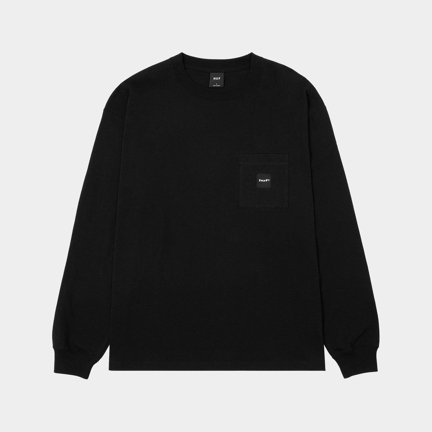 HUF (ハフ) Worldwide JP /T-SHIRTS（Tシャツ）/ BOX LOGO POCKET LS TEE商品 / BLACK