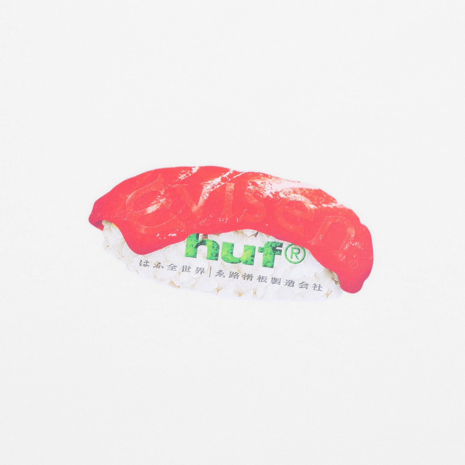HUF (ハフ) Worldwide JP /T-SHIRTS（Tシャツ）/ HUF X EVISEN SKATEBOARDS HUF SUSHI TEE商品 / WHITE
