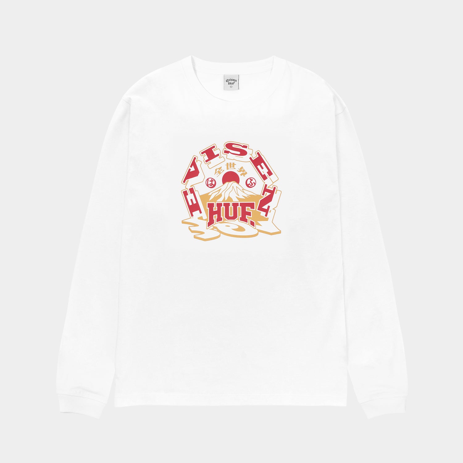 HUF (ハフ) Worldwide JP /T-SHIRTS（Tシャツ）/ HUF X EVISEN SKATEBOARDS HUFUJI LS TEE商品 / WHITE