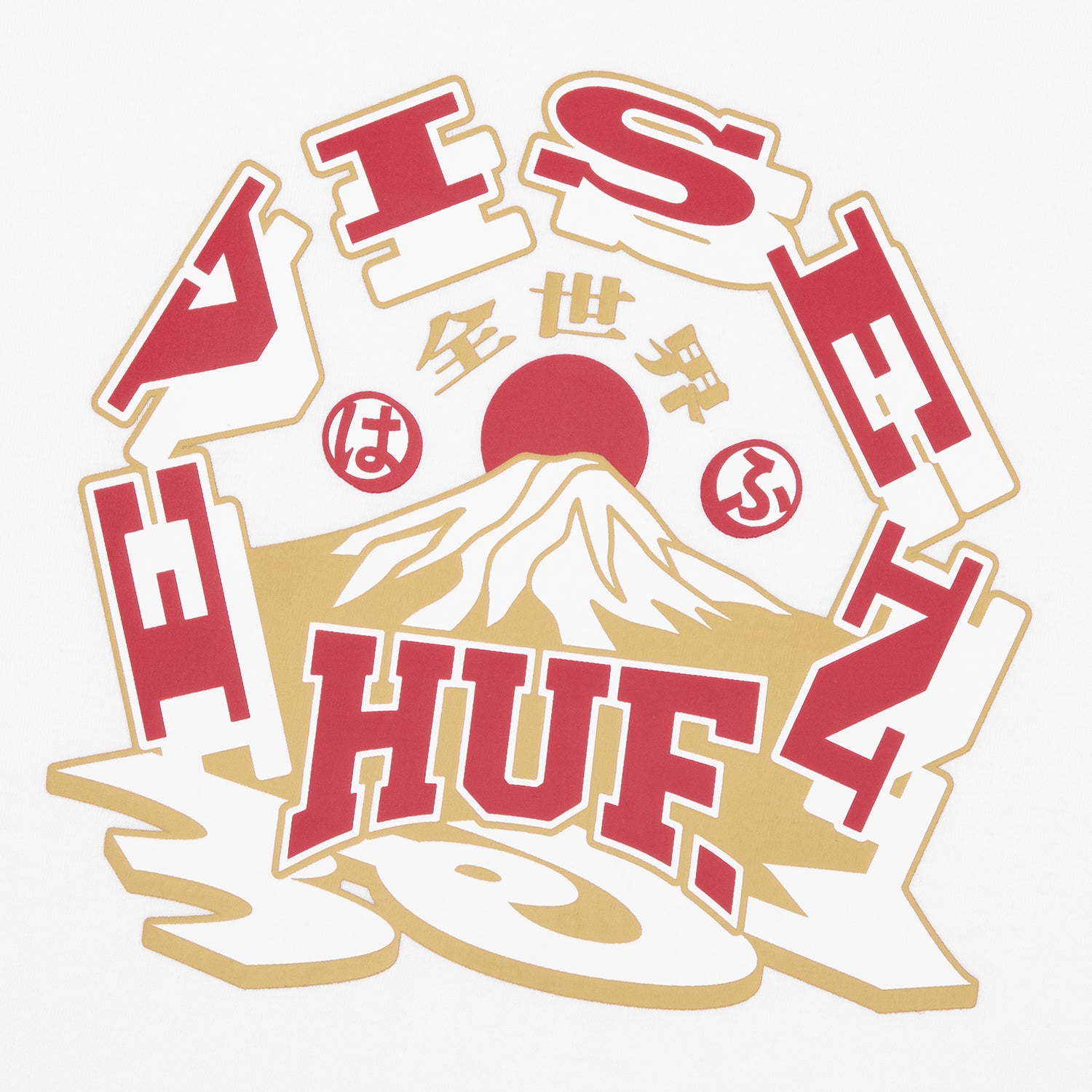 HUF (ハフ) Worldwide JP /T-SHIRTS（Tシャツ）/ HUF X EVISEN SKATEBOARDS HUFUJI LS TEE商品 / WHITE