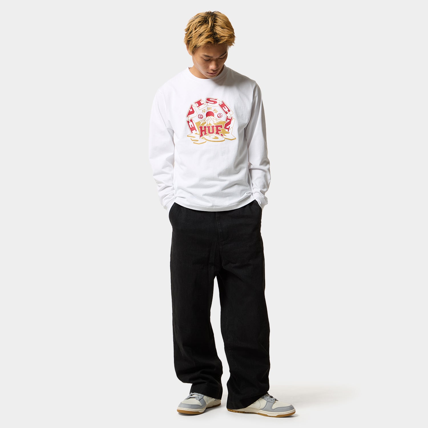HUF (ハフ) Worldwide JP /T-SHIRTS（Tシャツ）/ HUF X EVISEN SKATEBOARDS HUFUJI LS TEE商品 / WHITE